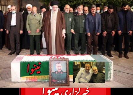 اقامه نماز بر پیکر سردار شهید سیدرضی موسوی